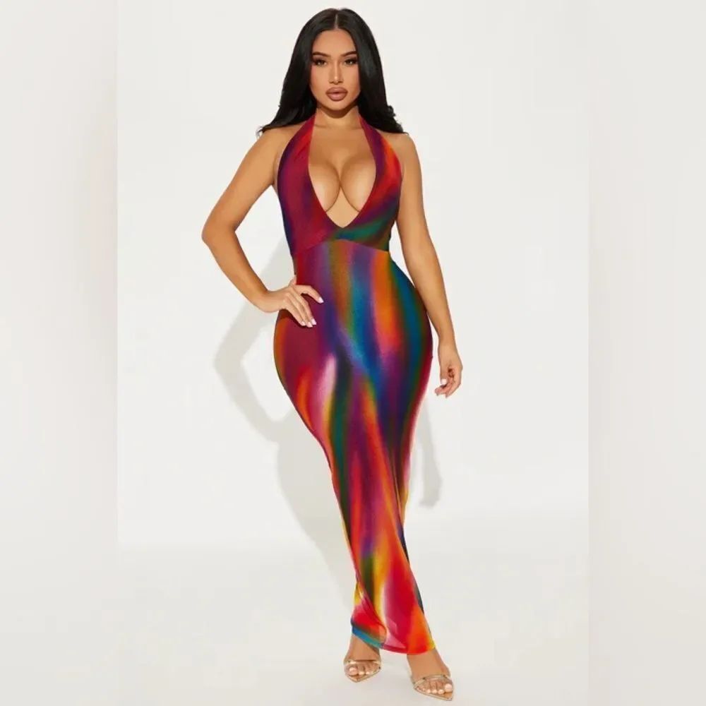Feel Good Halter Maxi Dress - Multi Color